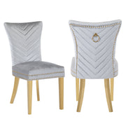 2 Galaxy Home Eva Silver Gold Leg Dining Chairs
