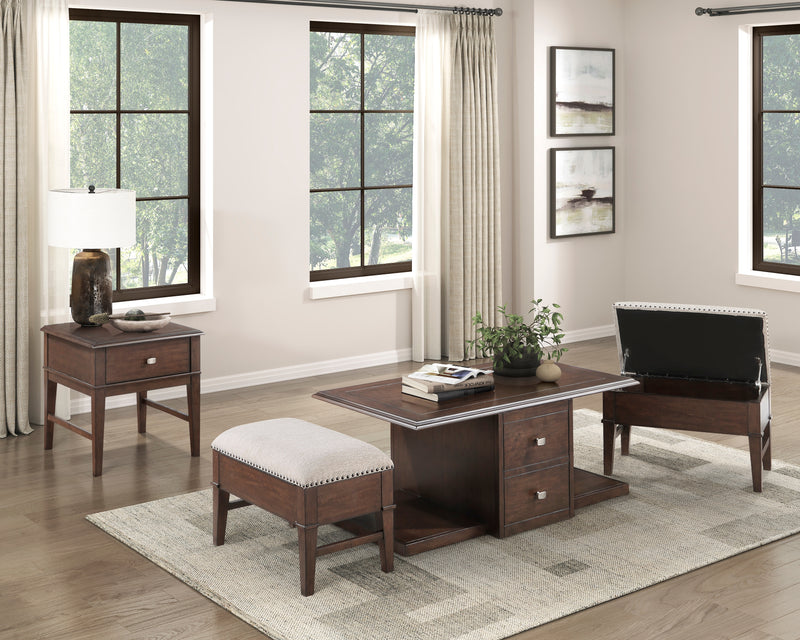 Home Elegance Claremore Brown 3pc Coffee Table Set