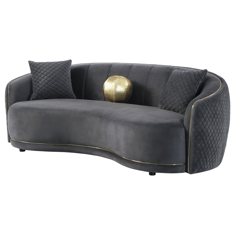 Coaster Furniture Brookside Dark Grey Velvet Curved Sofa