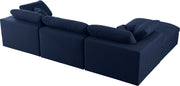 Meridian Furniture Serene Navy Fabric Modular 4pc Sectional with Ottoman