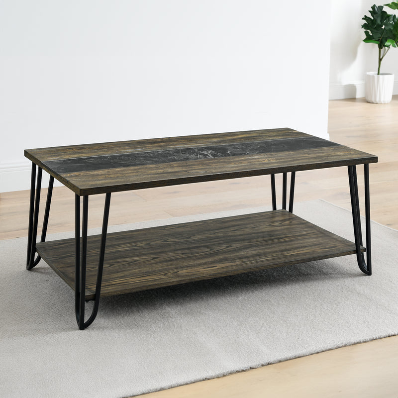 Steve Silver Harper Brown Cocktail Table with Sintered Stone Inlay