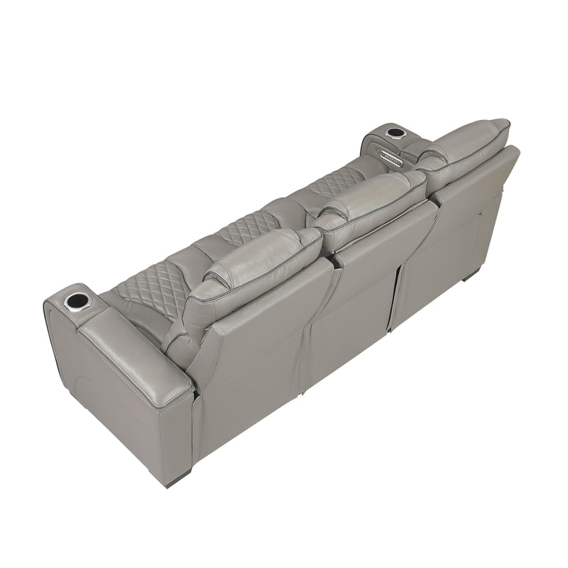 Home Elegance Apex Gray Power Double Reclining Sofa With Headrests