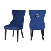 2 Galaxy Home Erica Navy Blue Wood Dining Chairs