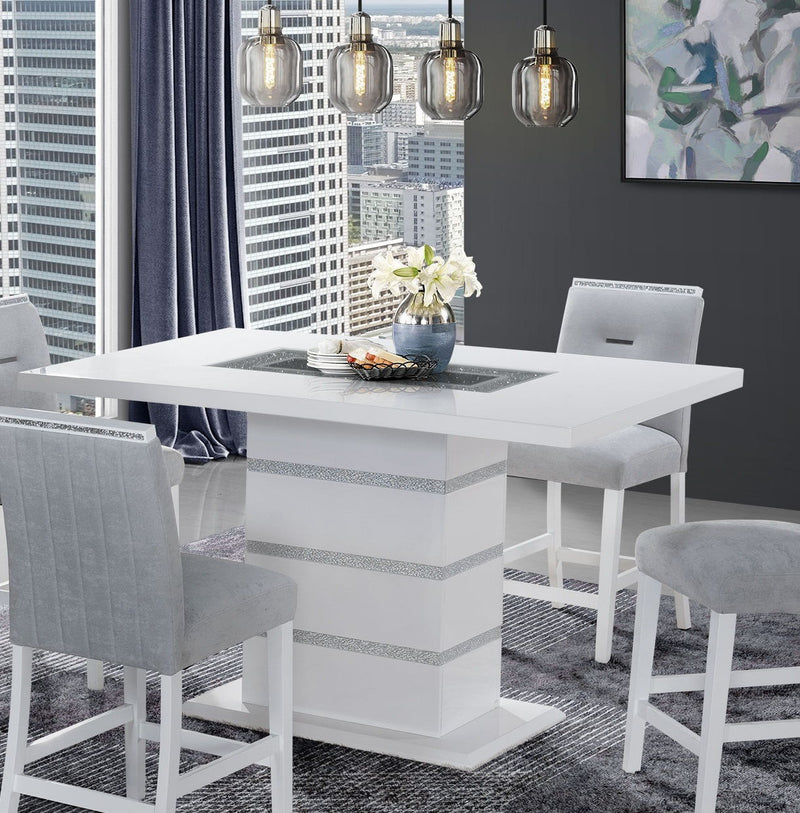 Global Furniture Monaco Grey White Rectangular 5pc Bar Height Set