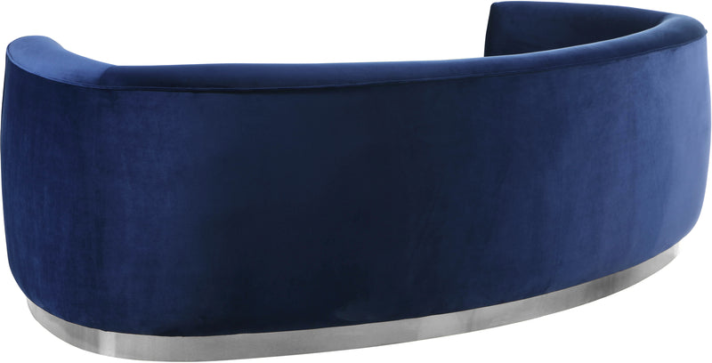 Meridian Furniture Julian Navy Velvet Chrome Sofa