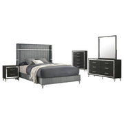Coaster Furniture Lucia Grey Black 5pc Bedroom Set with Queen Bed