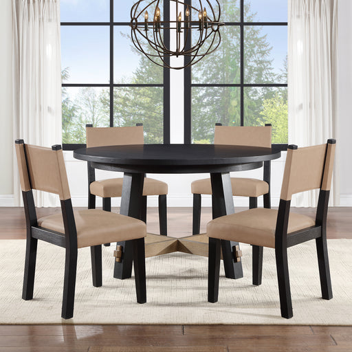 Steve Silver Aubrey Camel Black 5pc Round Dining Set