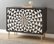 Steve Silver Benzara Black White 2 Door Bone Inlay Sideboard