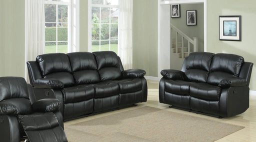 Home Elegance Cranley Black Faux Leather 3pc Living Room Set