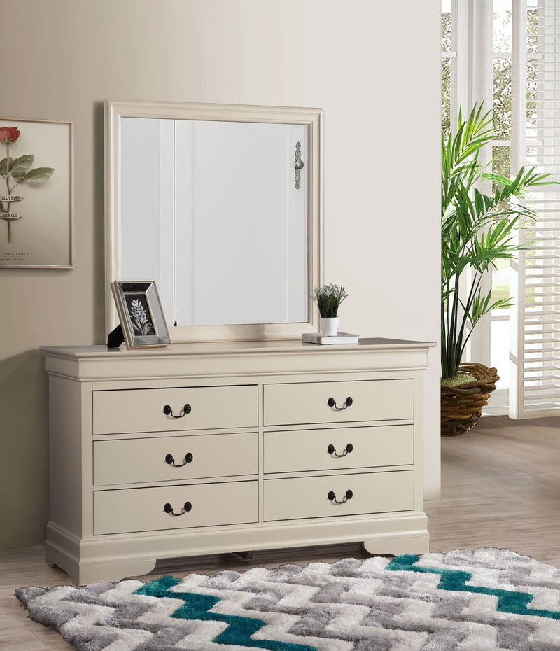 Glory Furniture Louis Phillipe Traditional Gray Dresser and Mirror