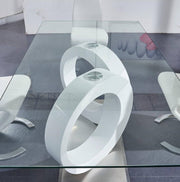 Global Furniture D9002 Clear Silver White Dining Table