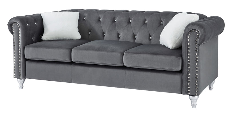 Glory Furniture Raisa Gray Velvet Sofa