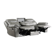 Home Elegance Aram Gray Reclining 2pc Living Room Set with USB Ports