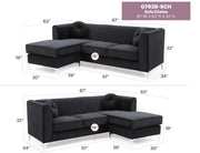 Glory Furniture Delray Navy Blue Velvet Microsuede Sofa Chaise