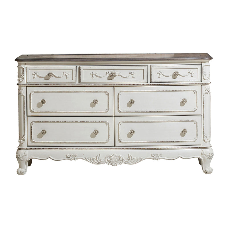 Home Elegance Cinderella Gray White Dresser and Mirror