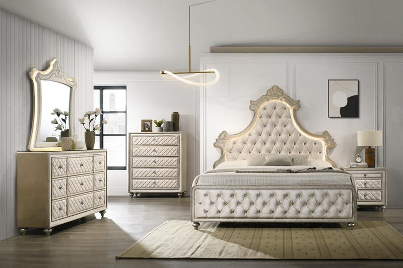 Acme Furniture Lucienne Beige King Bed with LED