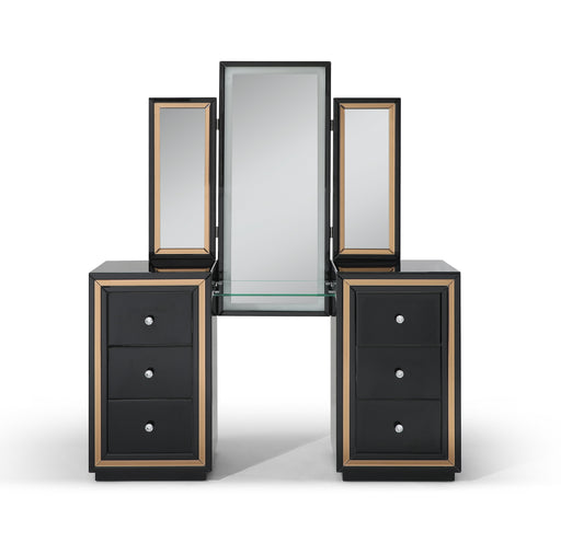 Glory Furniture Black 6 Drawers Vanity Table and Mirror