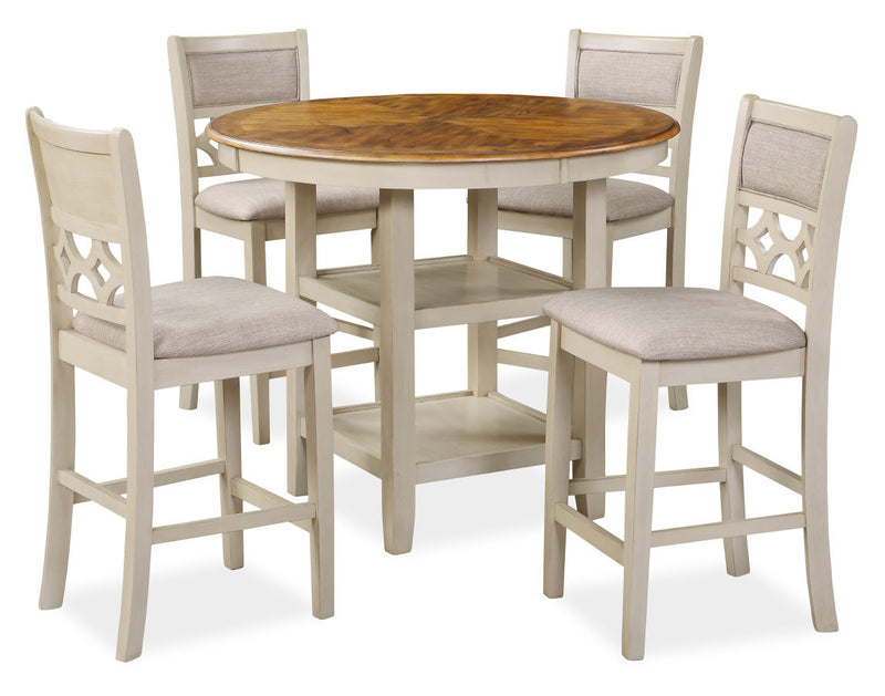 New Classic Furniture Mitchell Bisque Brown 5pc Counter Height Set