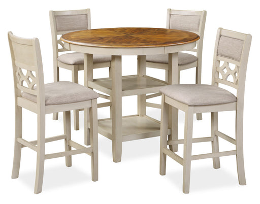 New Classic Furniture Mitchell Bisque Brown 5pc Counter Height Set