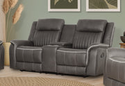 New Classic Furniture Enzo Gray Console Loveseat with Dual Recliners