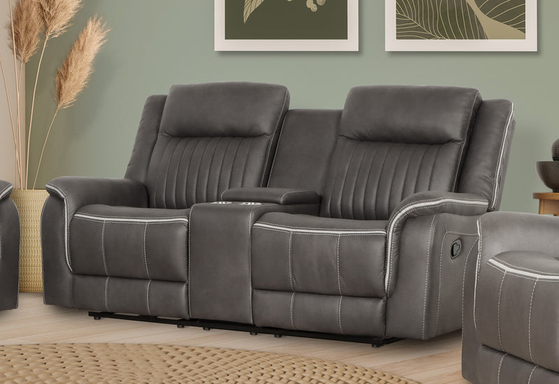 New Classic Furniture Enzo Gray Console Loveseat with Dual Recliners