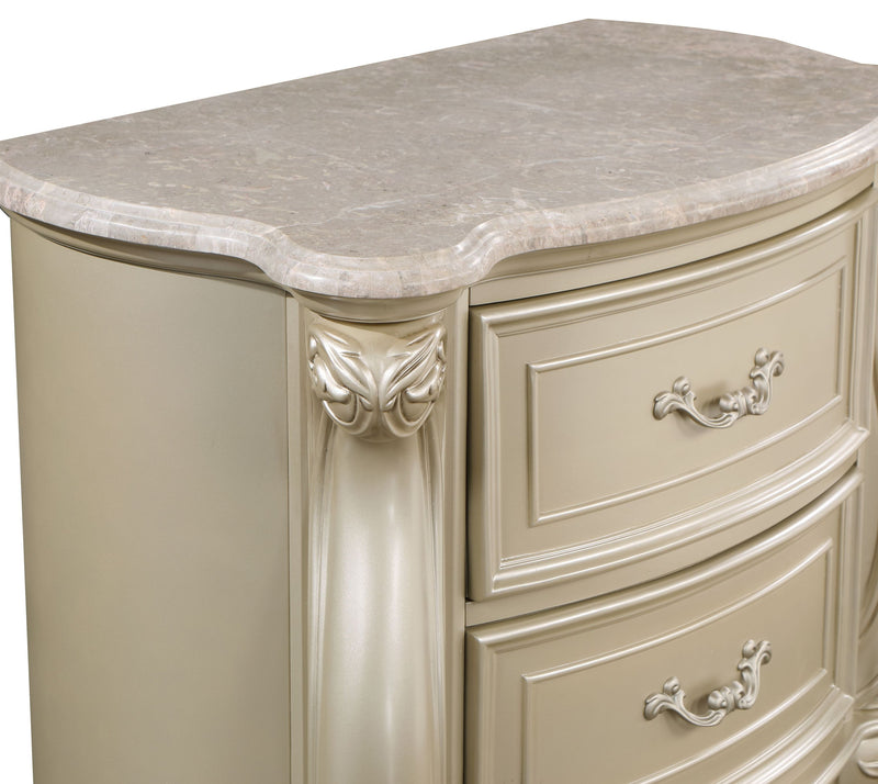 New Classic Furniture Monique Champagne Nightstand with Marble Top