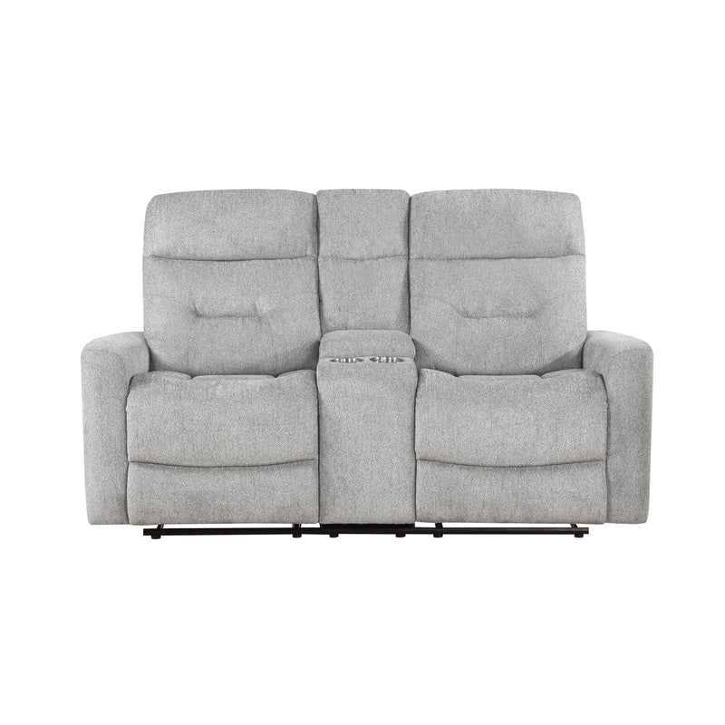 Home Elegance Lyndon Gray Double Reclining Love Seat with Console