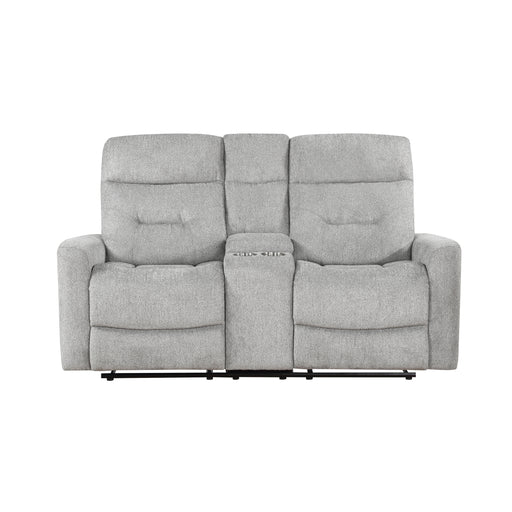 Home Elegance Lyndon Gray Double Reclining Love Seat with Console