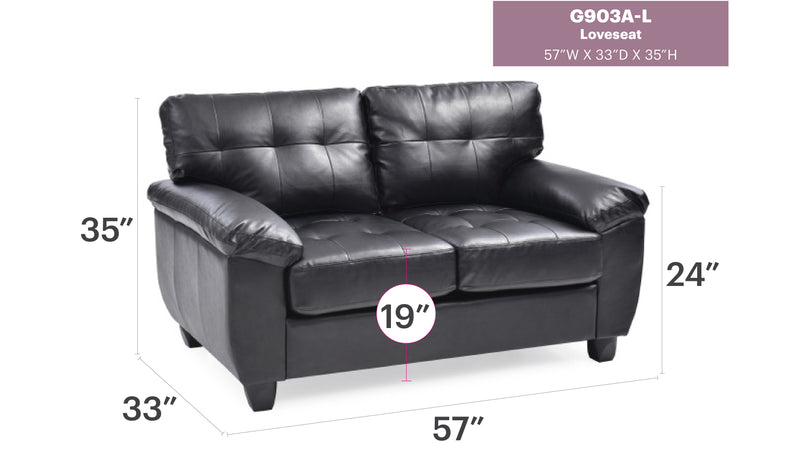 Glory Furniture Gallant Black Faux Leather Loveseat