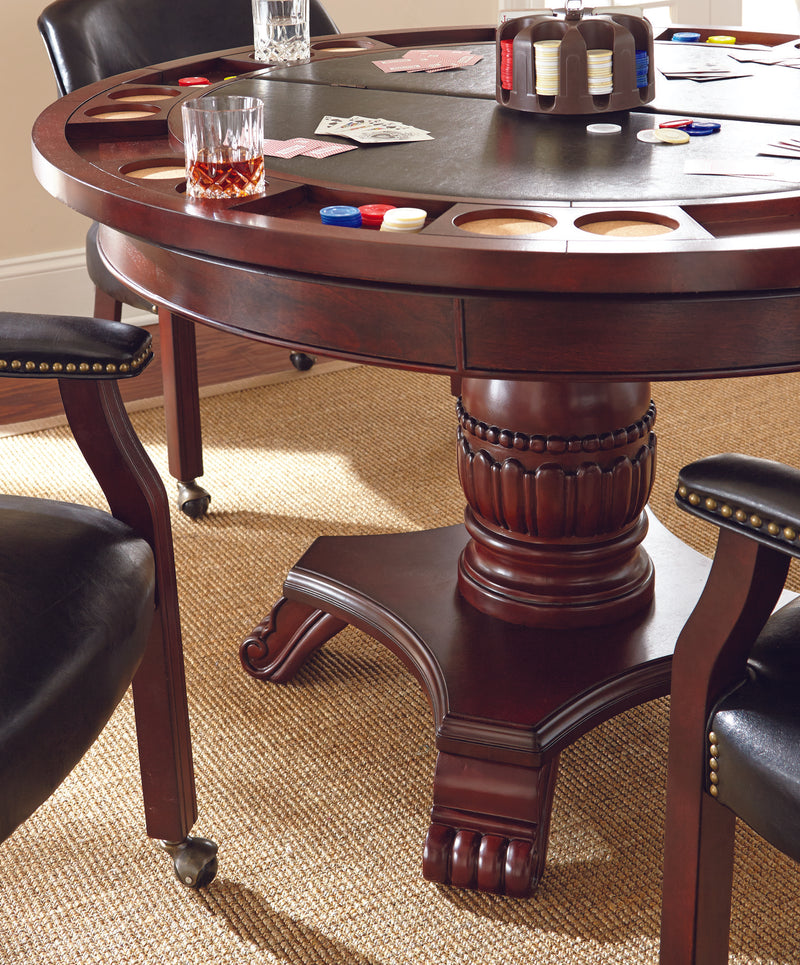 Steve Silver Tournament Cherry Black Top Dining And Game Table