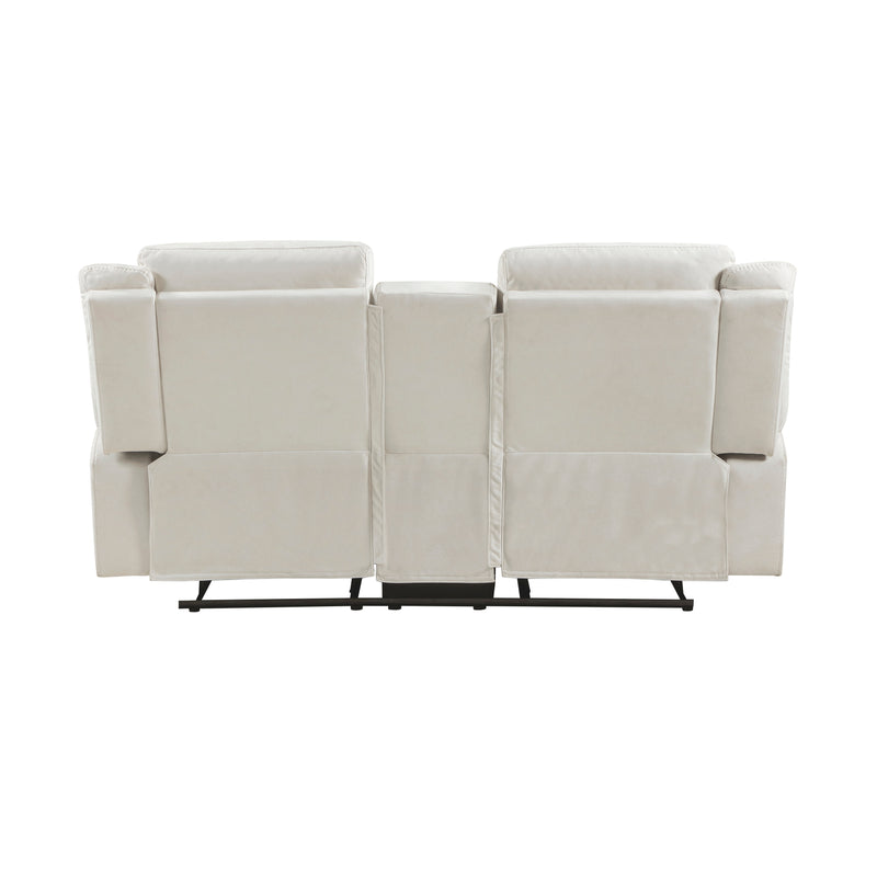 Home Elegance Dean Beige Double Reclining Love Seat with Console