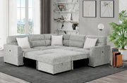 Global Furniture U9401 Nickel Sectional with 3 Pillows and Ottoman