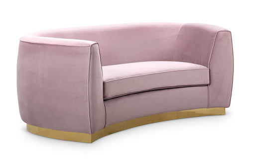 Meridian Furniture Julian Pink Velvet Gold Loveseat