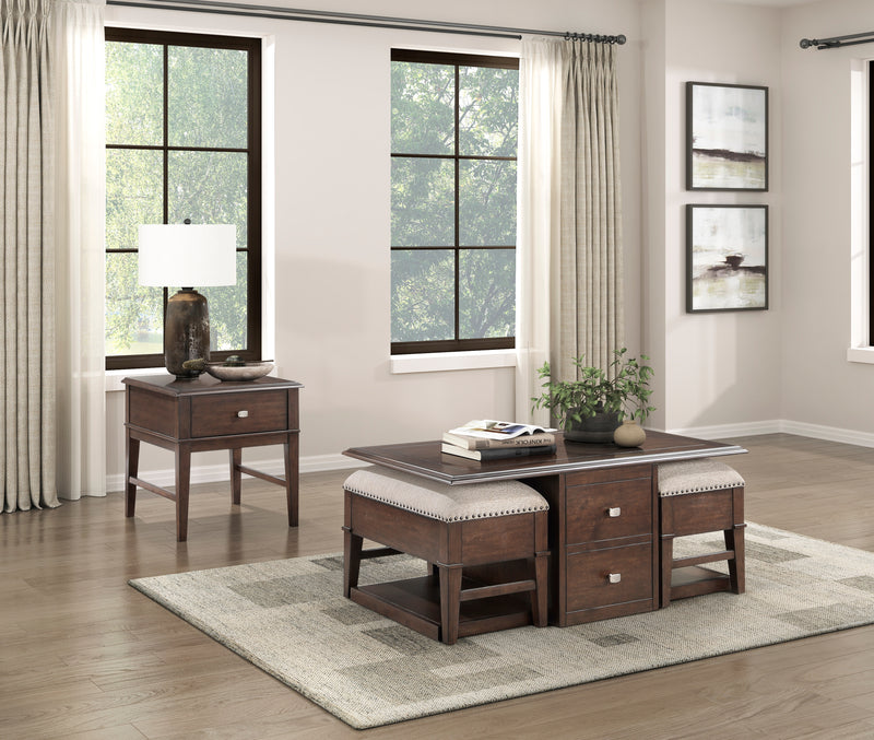 Home Elegance Claremore Brown 3pc Coffee Table Set