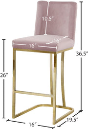Meridian Furniture Heidi Cream Velvet Gold Counter Height Stool