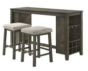 New Classic Furniture Churon Dark Gray 3pc Gathering Bar Table Set