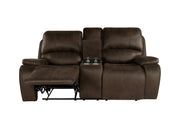 New Classic Furniture Brooking Brown Console Loveseat with Dual Recliners