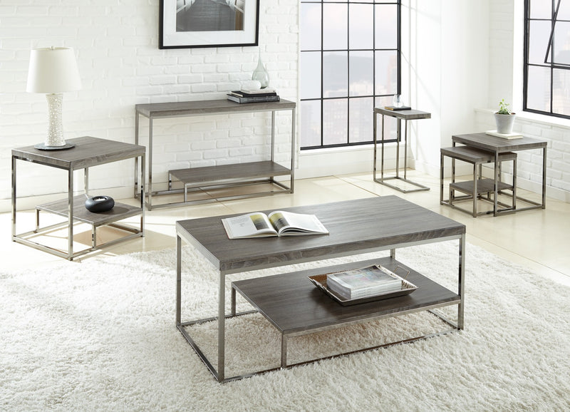 Steve Silver Lucia Gray Black Nickel Chairside End Table