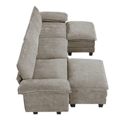 Home Elegance Dublin Pewter 5pc Modular Sectional with 2 Ottoman