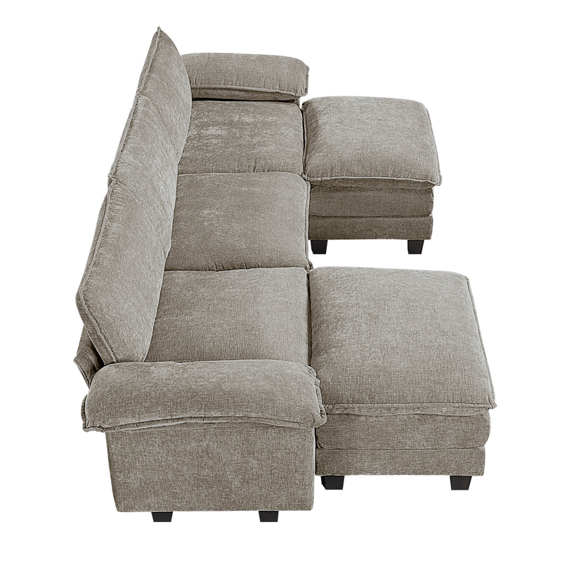 Home Elegance Dublin Pewter 5pc Modular Sectional with 2 Ottoman