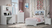 Global Furniture Pompei White Bookcase Twin Bed with LED