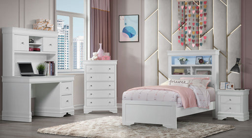 Global Furniture Pompei White Bookcase Twin Bed with LED
