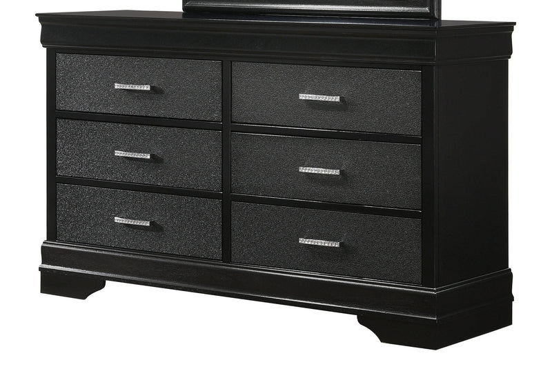 Crown Mark Amalia Black Dresser and Mirror