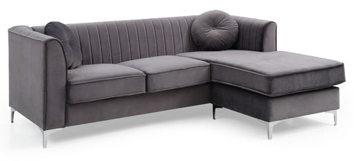 Glory Furniture Delray Gray Velvet Microsuede Sofa Chaise