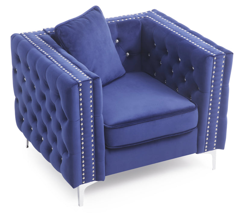 Glory Furniture Paige Blue Velvet Chair