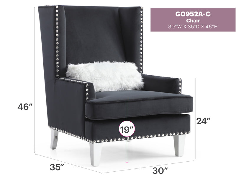 Glory Furniture Wilshire Black Velvet Chair