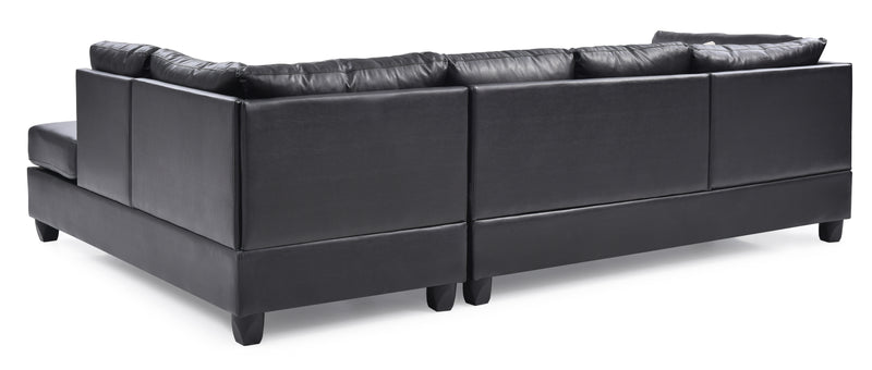 Glory Furniture Malone Black Faux Leather Sectional