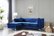 Glory Furniture Delray Navy Blue Velvet Microsuede Sofa Chaise