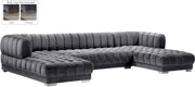 Meridian Furniture Gwen Black Velvet 3pc Sectional