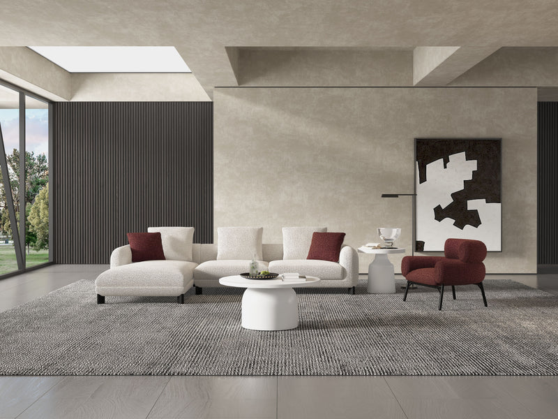 Acme Furniture Mardi Maroon Beige Sectional Sofa with 3 Pillows